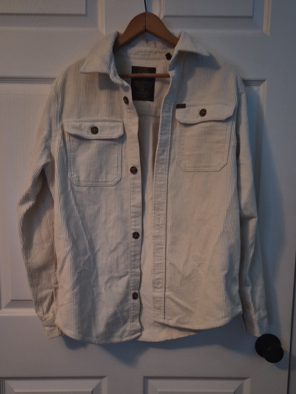 Buffalo David Bitton Cream Corduroy Button-Down Shirt Jacket